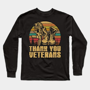 Thank You Veterans Retro Style Long Sleeve T-Shirt